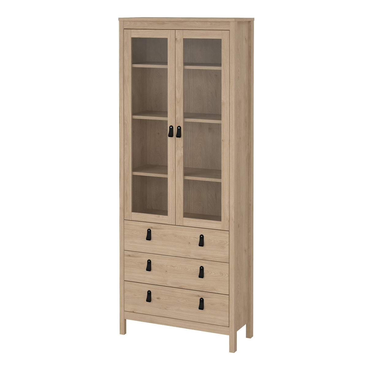 Furniture To Go Barcelona China Cabinet 2 Doors with Glass + 3 Drawers in Jackson Hickory Oak