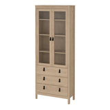 Furniture To Go Barcelona China Cabinet 2 Doors with Glass + 3 Drawers in Jackson Hickory Oak