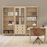 Furniture To Go Barcelona China Cabinet 2 Doors with Glass + 3 Drawers in Jackson Hickory Oak