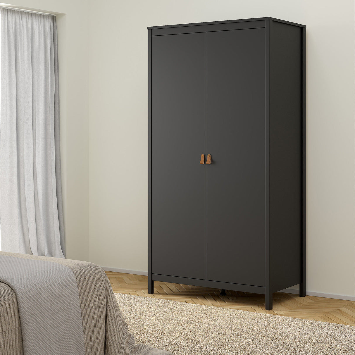 Furniture To Go Barcelona Wardrobe with 2 Doors in Matt Black