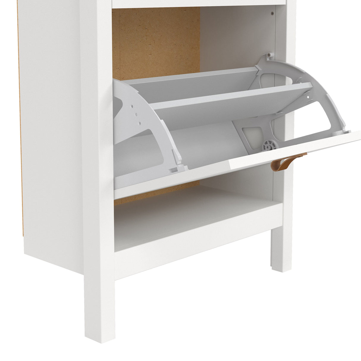 Furniture To Go Barcelona Shoe Cabinet 2 Flip Down Doors in White