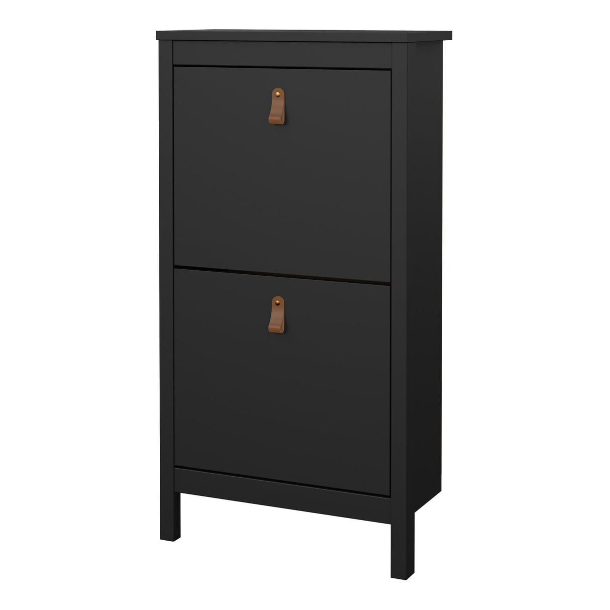 Furniture To Go Barcelona Shoe Cabinet 2 Flip Down Doors in Matt Black