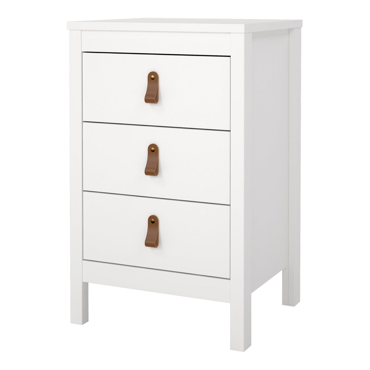 Furniture To Go Barcelona Bedside Table 3 Drawers in White