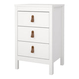 Furniture To Go Barcelona Bedside Table 3 Drawers in White