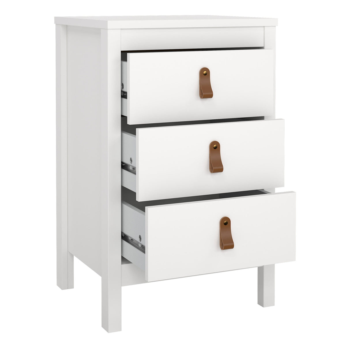Furniture To Go Barcelona Bedside Table 3 Drawers in White