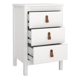 Furniture To Go Barcelona Bedside Table 3 Drawers in White