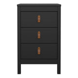 Furniture To Go Barcelona Bedside Table 3 Drawers in Matt Black