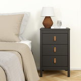 Furniture To Go Barcelona Bedside Table 3 Drawers in Matt Black