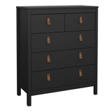 Furniture To Go Barcelona Package - Bedside Table 2 Drawers + Chest 5 Drawers + Wardrobe with 2 Doors in Matt Black