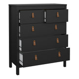 Furniture To Go Barcelona Package - Bedside Table 2 Drawers + Chest 5 Drawers + Wardrobe with 2 Doors in Matt Black