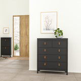 Furniture To Go Barcelona Package - Bedside Table 2 Drawers + Chest 5 Drawers + Wardrobe with 3 Doors in Matt Black