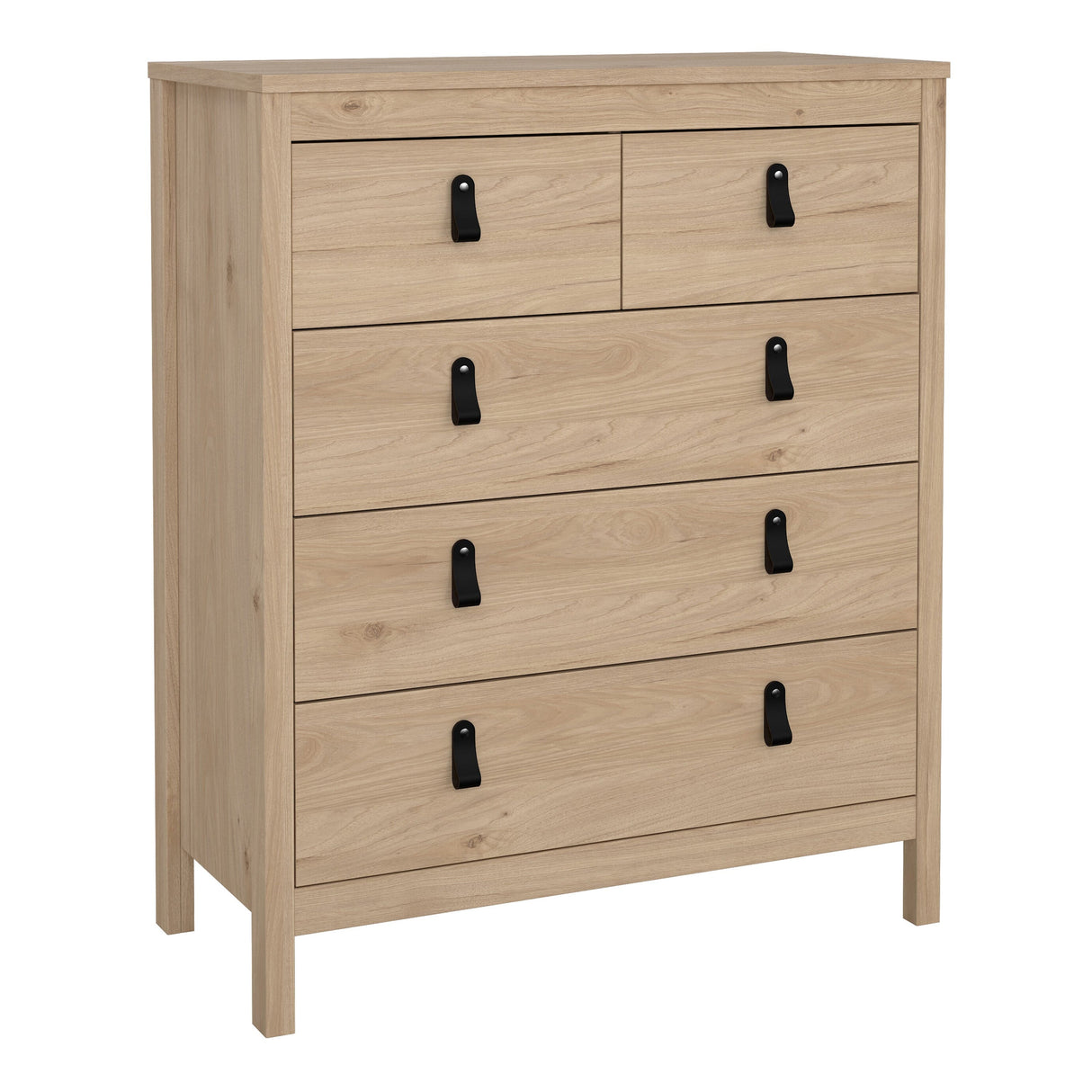 Furniture To Go Barcelona Package - Bedside Table 2 Drawers + Chest 5 Drawers + 2 Door Wardrobe in Jackson Hickory Oak