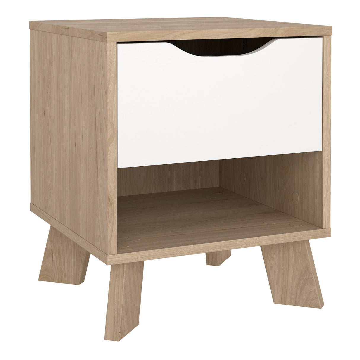 Furniture To Go Ikast Nightstand 1 Drawer in Jackson Hickory and White