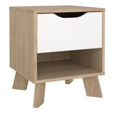 Furniture To Go Ikast Nightstand 1 Drawer in Jackson Hickory and White