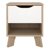 Furniture To Go Ikast Nightstand 1 Drawer in Jackson Hickory and White