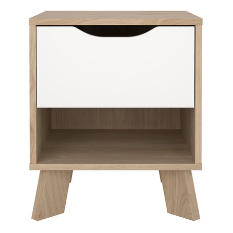 Furniture To Go Ikast Nightstand 1 Drawer in Jackson Hickory and White