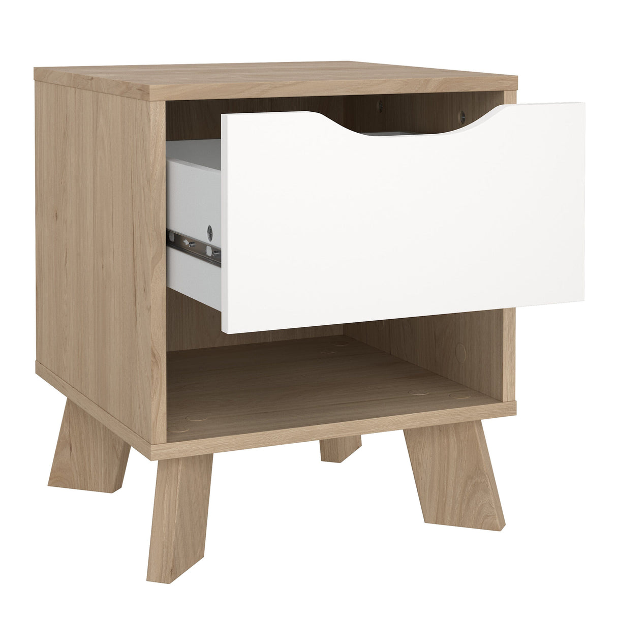 Furniture To Go Ikast Nightstand 1 Drawer in Jackson Hickory and White