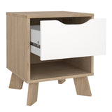 Furniture To Go Ikast Nightstand 1 Drawer in Jackson Hickory and White