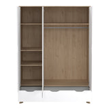 Furniture To Go Ikast Wardrobe 3 Doors and 2 Drawers with Mirror in Jackson Hickory and White