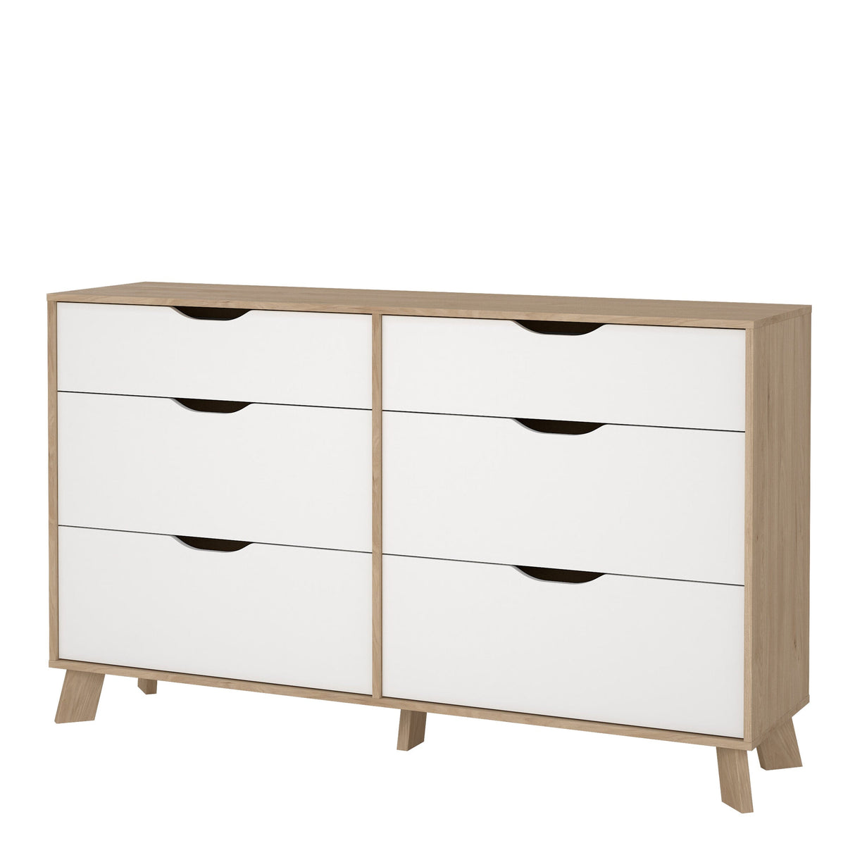 Furniture To Go Ikast 6 Drawers Double Dresser in Jackson Hickory and White