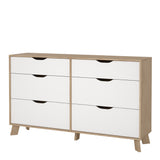 Furniture To Go Ikast 6 Drawers Double Dresser in Jackson Hickory and White