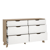 Furniture To Go Ikast 6 Drawers Double Dresser in Jackson Hickory and White
