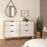Furniture To Go Ikast 6 Drawers Double Dresser in Jackson Hickory and White