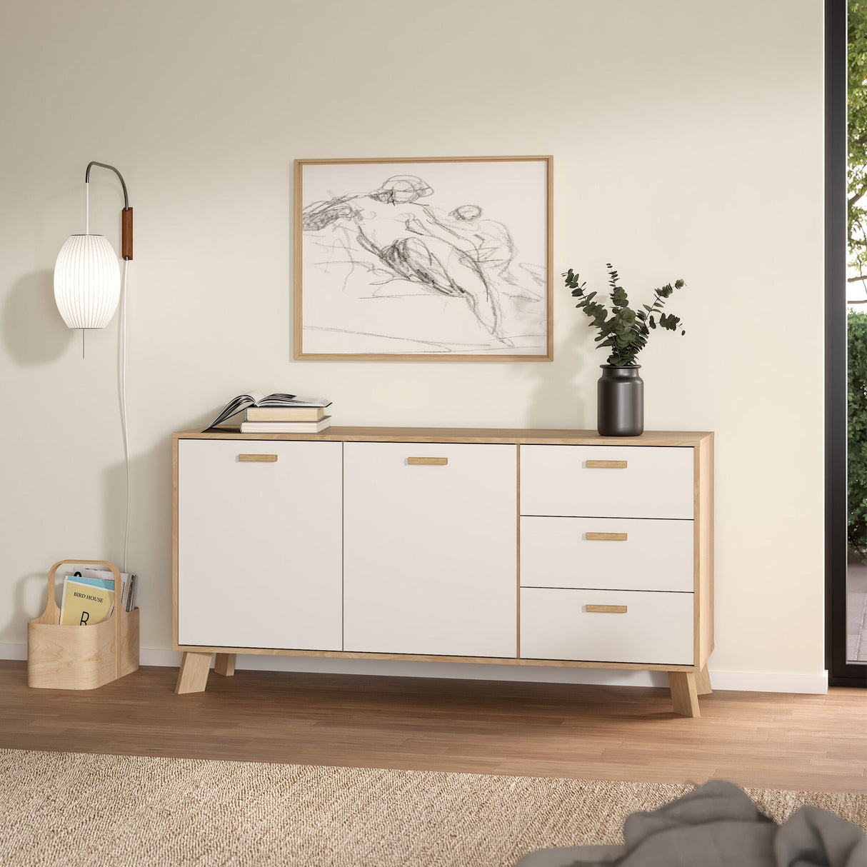Furniture To Go Ikast Sideboard 2 Doors + 3 Drawers in Jackson Hickory and White