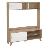 Furniture To Go Ikast TV-Wall Unit with 2 Sliding Doors in Jackson Hickory and White