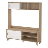 Furniture To Go Ikast TV-Wall Unit with 2 Sliding Doors in Jackson Hickory and White