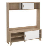 Furniture To Go Ikast TV-Wall Unit with 2 Sliding Doors in Jackson Hickory and White