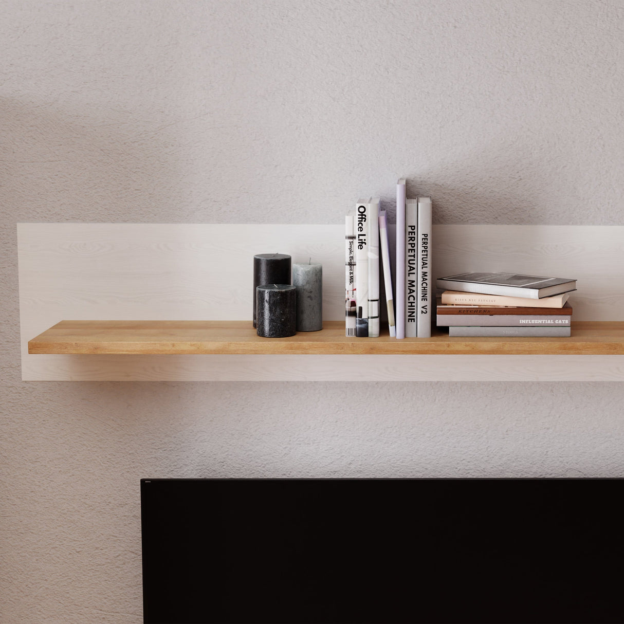 Furniture To Go Bohol 160cm Wall Shelf in Riviera Oak/White