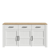 Furniture To Go Bohol 3 Door 3 Drawer Sideboard in Riviera Oak/White