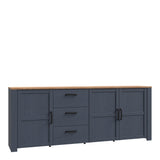 Furniture To Go Bohol Large Sideboard 3 Door 3 Drawer in Riviera Oak/Navy