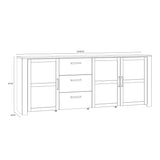Furniture To Go Bohol Large Sideboard 3 Door 3 Drawer in Riviera Oak/Navy