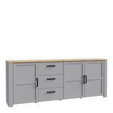 Furniture To Go Bohol 3 Door 3 Drawer Large Sideboard in Riviera Oak/Grey Oak