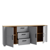 Furniture To Go Bohol 3 Door 3 Drawer Large Sideboard in Riviera Oak/Grey Oak