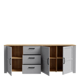 Furniture To Go Bohol 3 Door 3 Drawer Large Sideboard in Riviera Oak/Grey Oak