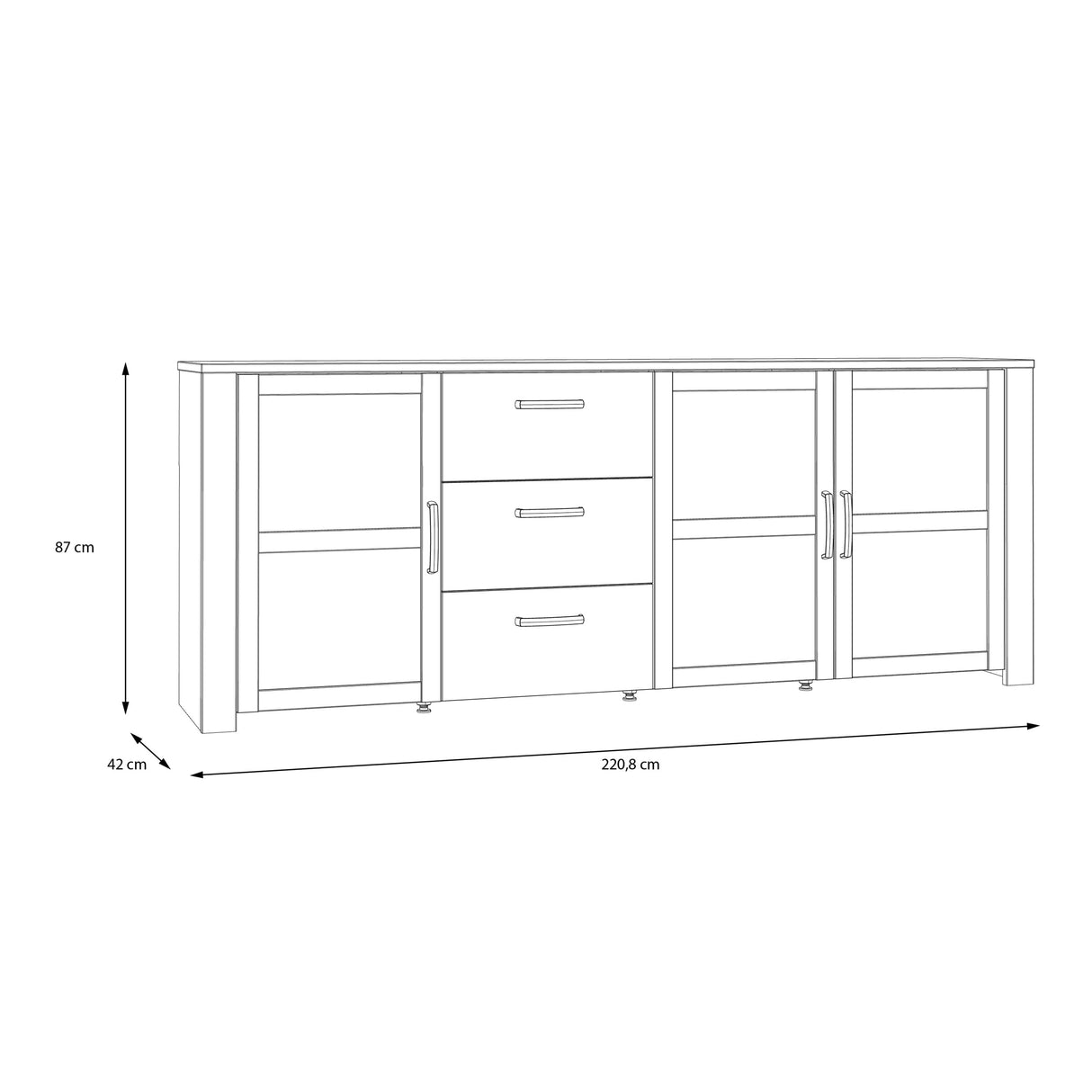 Furniture To Go Bohol 3 Door 3 Drawer Large Sideboard in Riviera Oak/Grey Oak