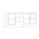 Furniture To Go Bohol 3 Door 3 Drawer Large Sideboard in Riviera Oak/Grey Oak
