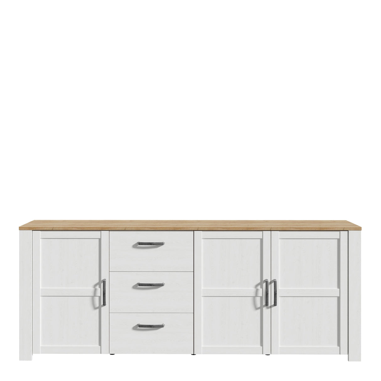 Furniture To Go Bohol 3 Door 3 Drawer Large Sideboard in Riviera Oak/White