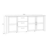 Furniture To Go Bohol 3 Door 3 Drawer Large Sideboard in Riviera Oak/White