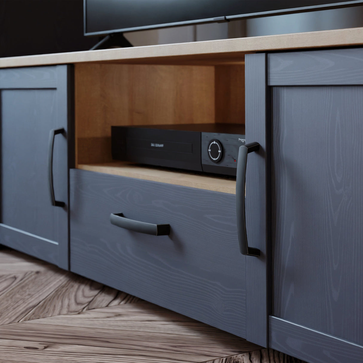 Furniture To Go Bohol 2 Door 1 Drawer TV Unit  in Riviera Oak/Navy