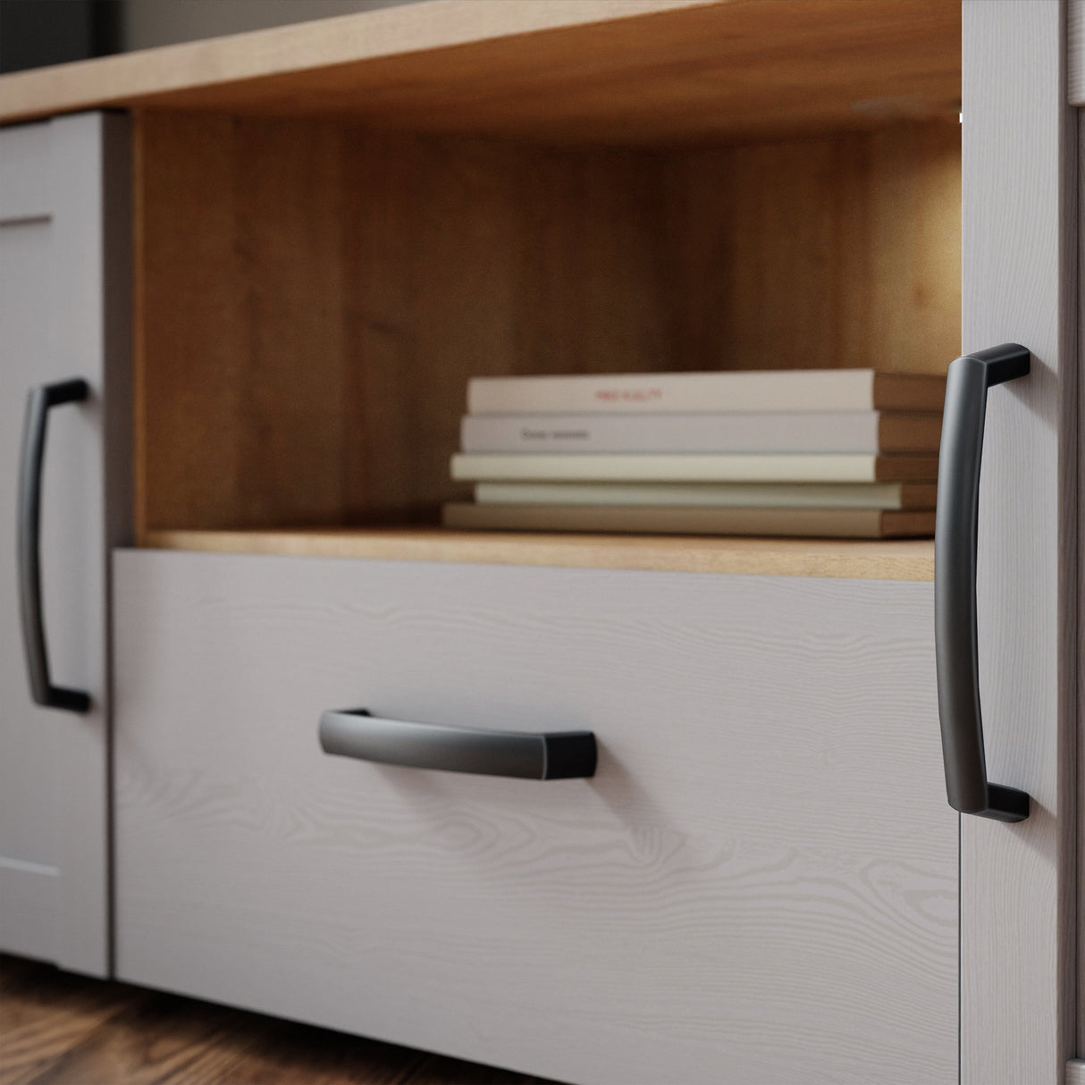 Furniture To Go Bohol 2 Door 1 Drawer TV Unit  in Riviera Oak/Grey Oak