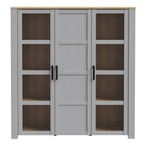 Furniture To Go Bohol 3 Door Large Display Cabinet in Riviera Oak/Grey Oak