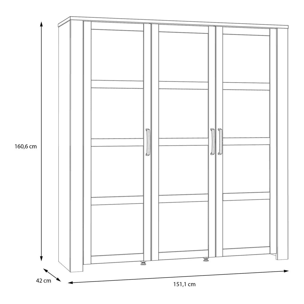 Furniture To Go Bohol 3 Door Large Display Cabinet in Riviera Oak/Grey Oak