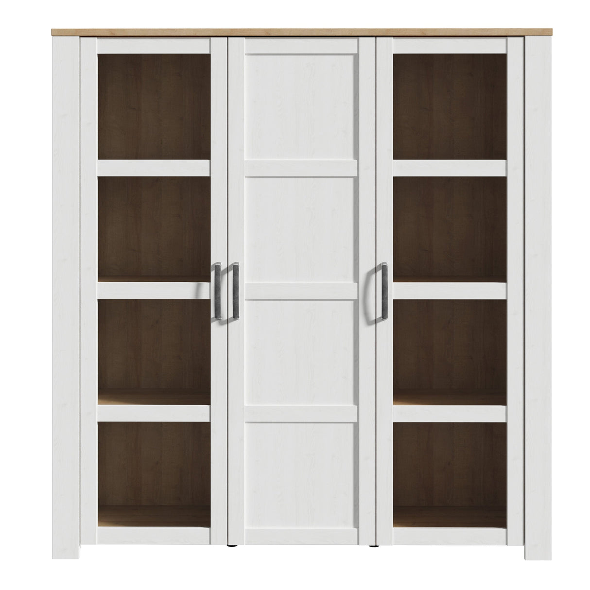 Furniture To Go Bohol 3 Door Large Display Cabinet in Riviera Oak/White