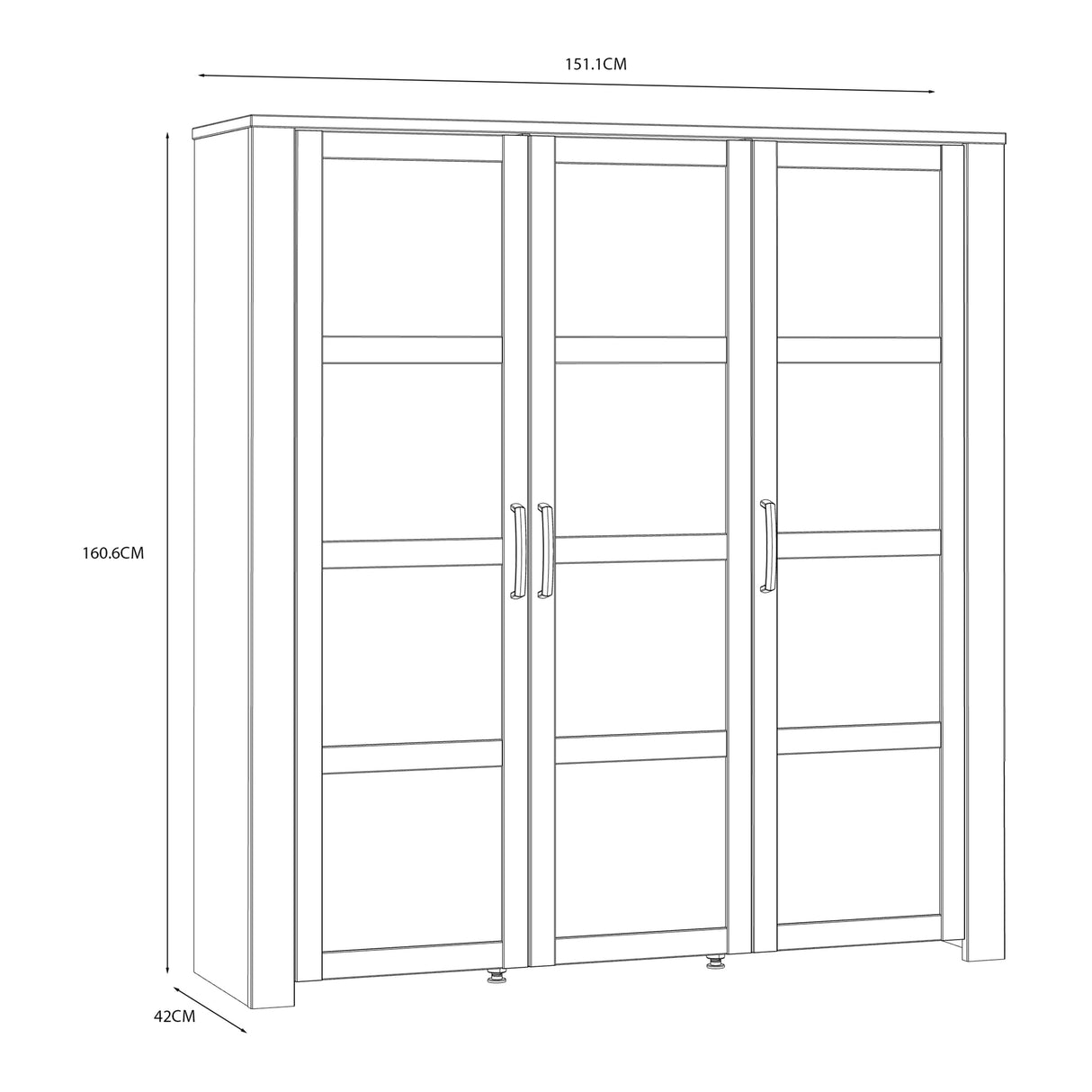 Furniture To Go Bohol 3 Door Large Display Cabinet in Riviera Oak/White