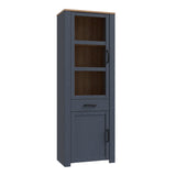 Furniture To Go Bohol 2 Door 1 Drawer Narrow Display Cabinet in Riviera Oak/Navy