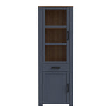 Furniture To Go Bohol 2 Door 1 Drawer Narrow Display Cabinet in Riviera Oak/Navy